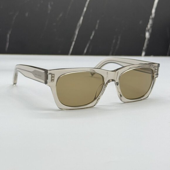 NEW SL402 018 SAINT LAURENT UNISEX BEIGE SQUARE SL 402 018 SUNGLASSES - Picture 3 of 7